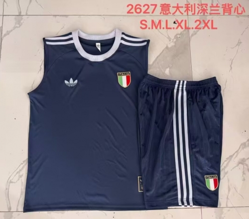 2026/27 Italy Dark Blue Soccer Vest Set-815