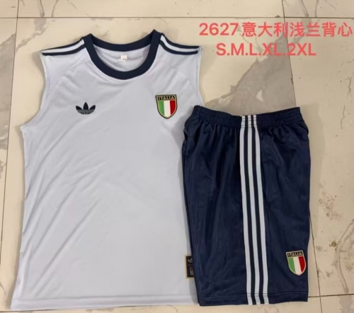 2026/27 Italy Light Gray Blue Soccer Vest Set-815