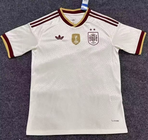 2 Star With Patch 2026/27 Spain Away Rice White Thailand Soccer Jersey AAA-47