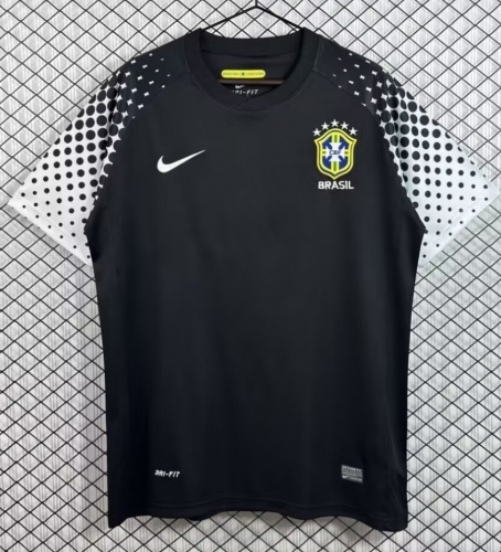 2010 Retro Version Brazil Goalkeeper Black Soccer Thailand Jersey AAA-503