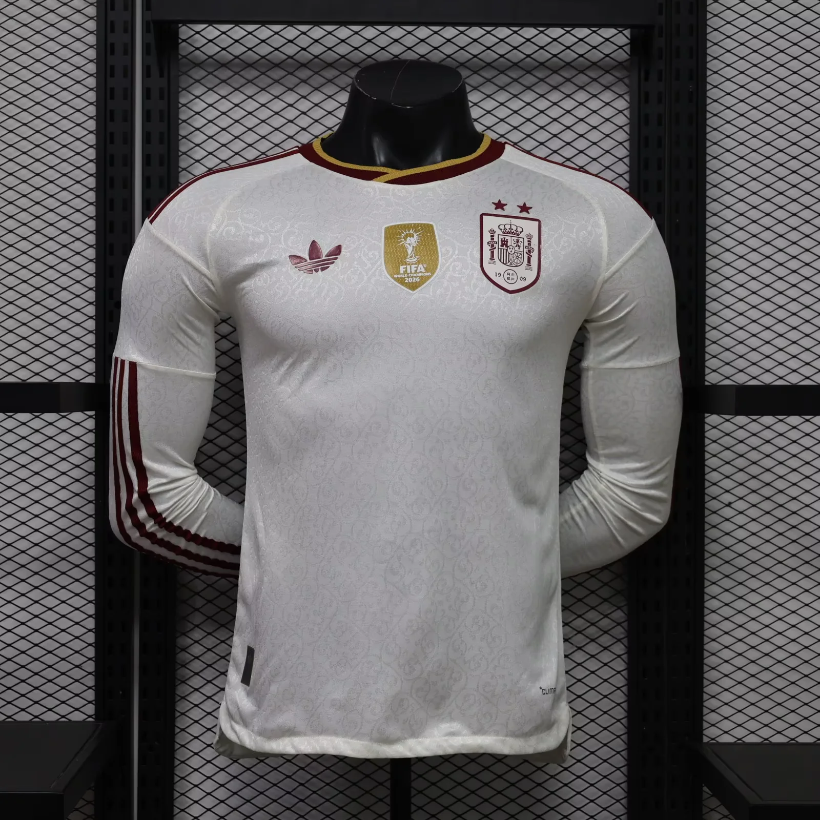 Player Version 2 Star With Patch 2026/27 Spain Away White LS Thailand Soccer Jersey AAA-888