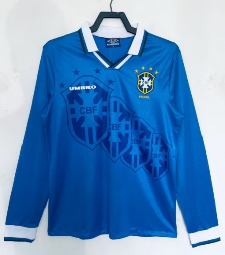 1996 Retro Version Brazil Away Blue Thailand LS Soccer Jerseys AAA-811