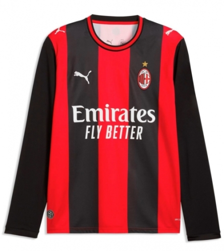 206/27 AC Milan Home Red & Black LS Thailand Soccer Jersey AAA-410