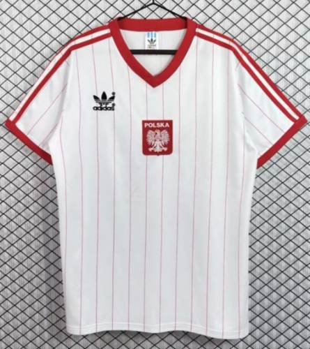 1982/84 Retro Version Poland Home White Thailand Soccer Jersey-503