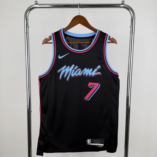 City Version Miami Heat NBA Black #7 Jersey-311