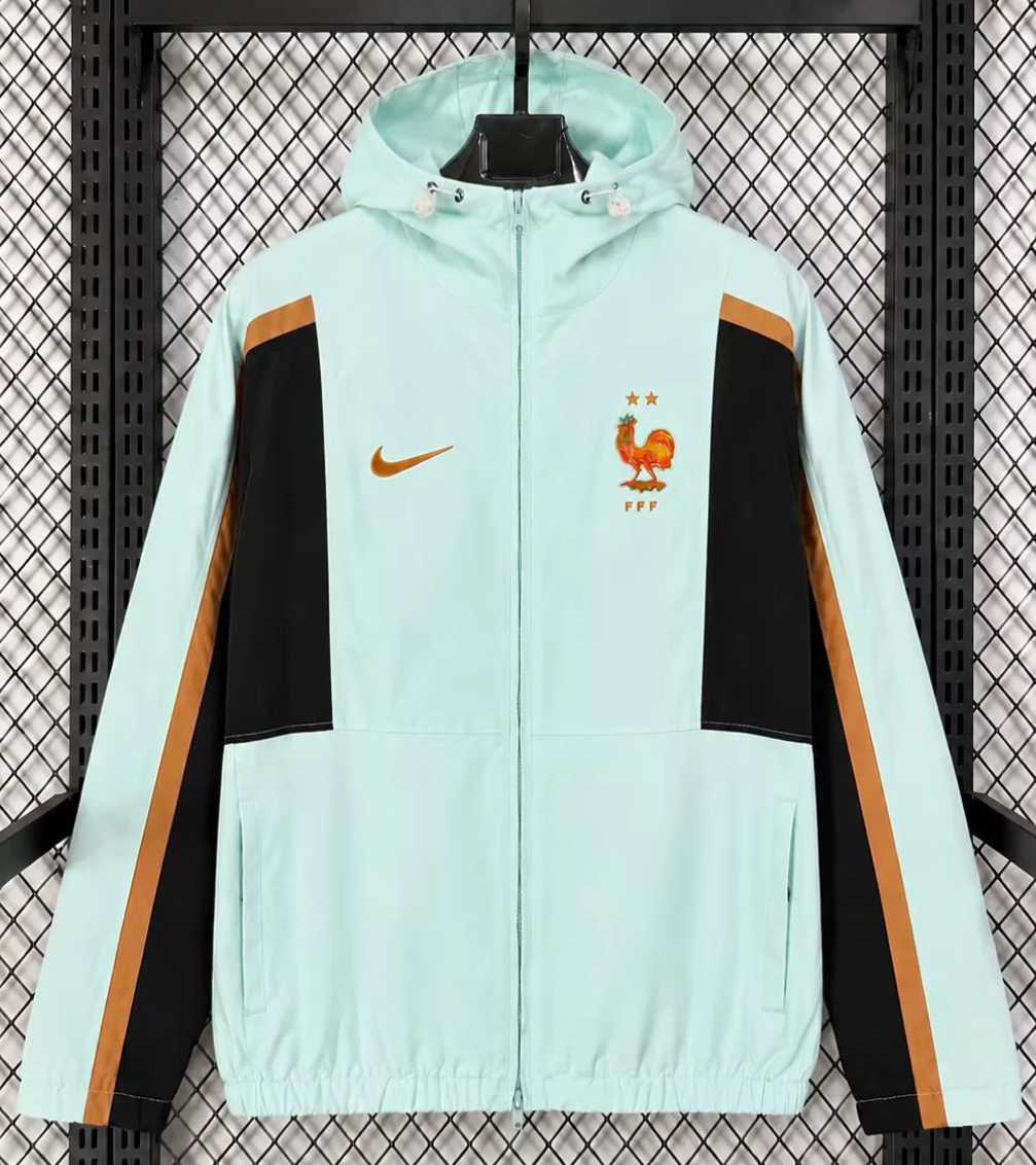 2026/27 France Light Green Windbreaker Hoodies Top With Hat-47