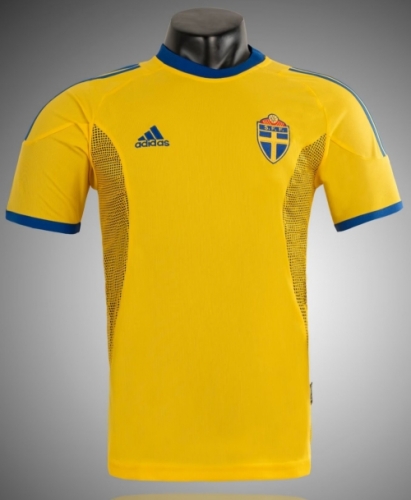 2002 Retro Version Sweden Home Yellow Thailand Soccer Jersey AAA-1041