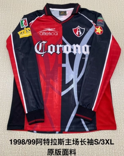 98/99 Retro Version Atlas FC Home Red & Black LS Thailand Soccer Jersey AAA-2041