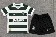 Kids 2026/27 Sporting Lisbon Home White & Green Kids/Youth Soccer Uniform-522