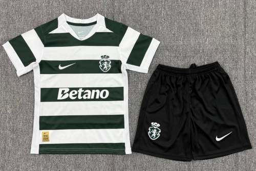 Kids 2026/27 Sporting Lisbon Home White & Green Kids/Youth Soccer Uniform-522