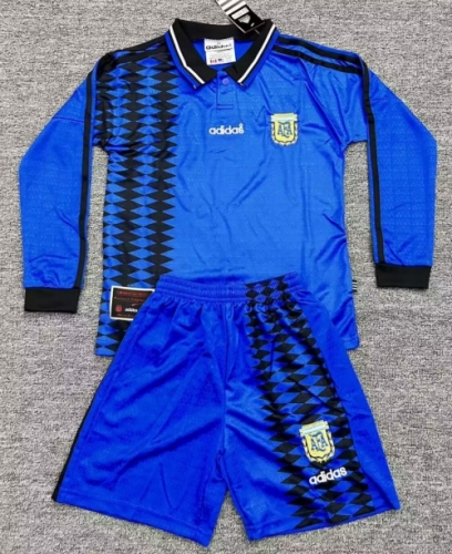 Kids 1994 Retro Version Argentina Away Blue Kids/Youth LS Soccer Uniform-311