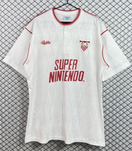 91/92 Retro Version Sevilla FC Home White Thailand Soccer Jersey AAA-503