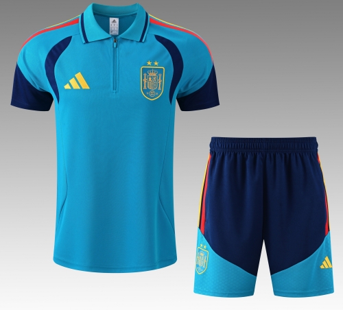 2 Star 2026/27 Spain Lake Blue Shorts-Sleeve Thailand Soccer Uniform-418