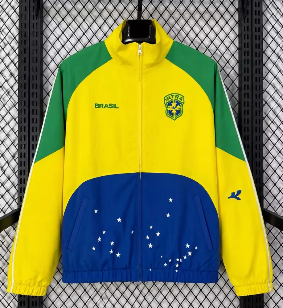 2026/27 Retro Brazil Yellow & Blue Windbreaker Hoodies Top-C1