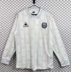 1986 Retro Version Argentina Goalkeeper Gray White LS Thailand Soccer Jersey AAA-503