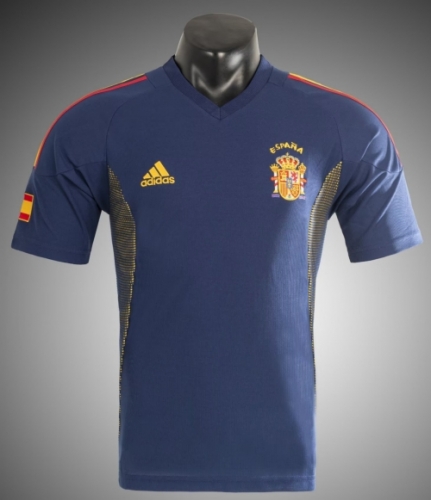 2002 Retro Spain Away Royal Blue Thailand Soccer Jersey AAA-1041