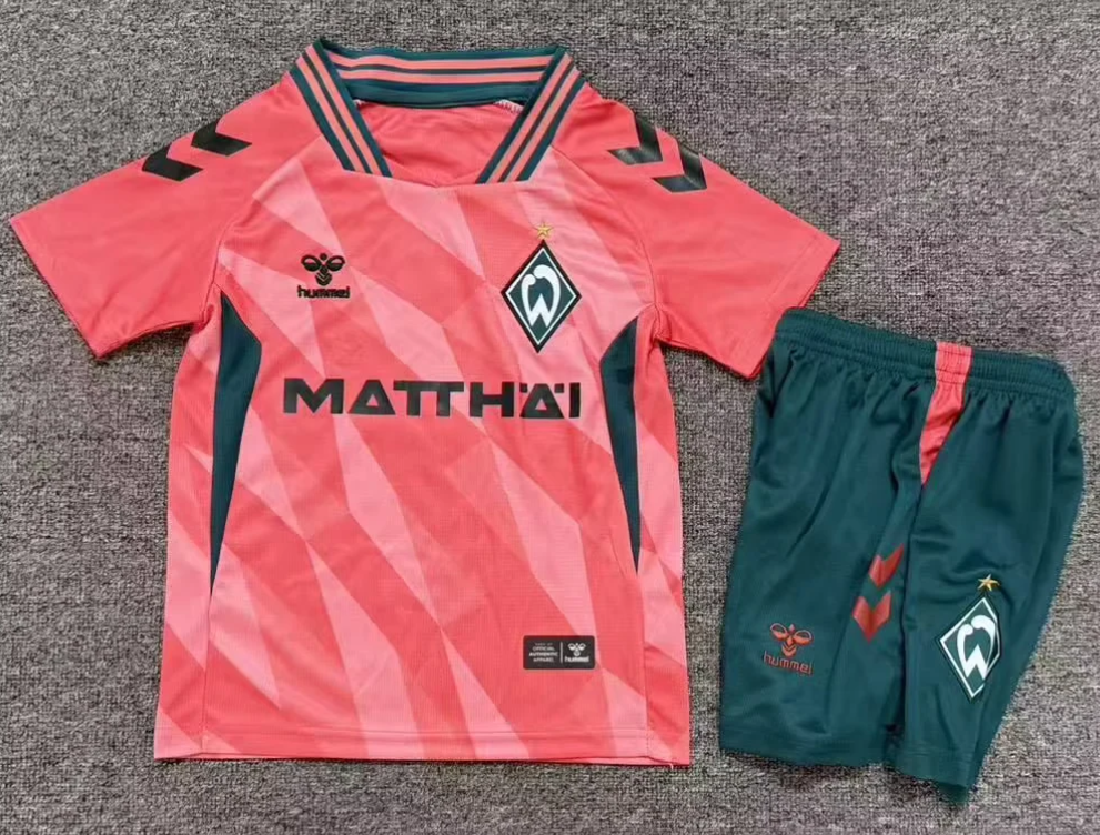 Kids 2026/27 SV Werder Bremen 2nd Away Pink & Red Kids/Youth Soccer Uniform-1040