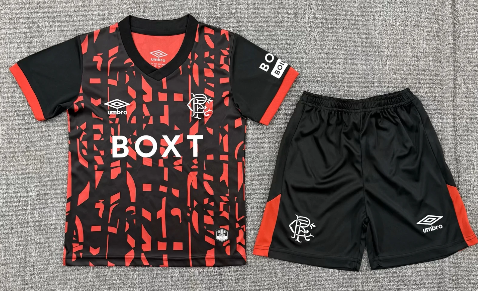 Kids 2026/27 Rangers 2nd Away Black & Red Kids/Youth Soccer Uniform-1040/522