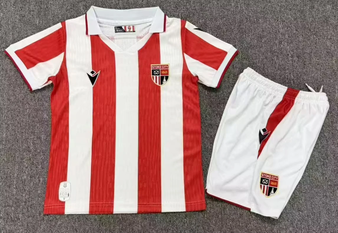 Kids 2026/27 Stoke City Home Red & White Kids/Youth Soccer Uniform-1040