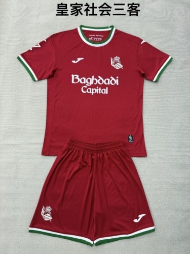 Kids 2026/27 Real Sociedad 3nd Away Red Kids/Youth Soccer Uniform-208
