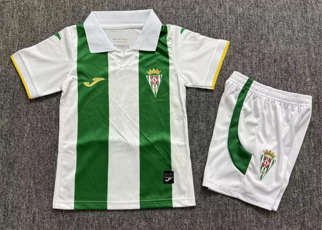 Kids 2026/27 Cordoba CF Home White & Green Kids/Youth Soccer Uniform-JY