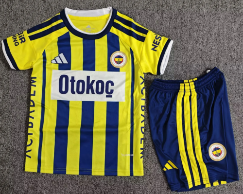 Kids 2026/27 Fenerbahçe Home Yellow & Blue Kids/Youth Soccer Uniform-1040