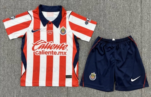 Kids 2026/27 Deportivo Guadalajara Home Red & White Kids/Youth Soccer Uniform-123/522/530