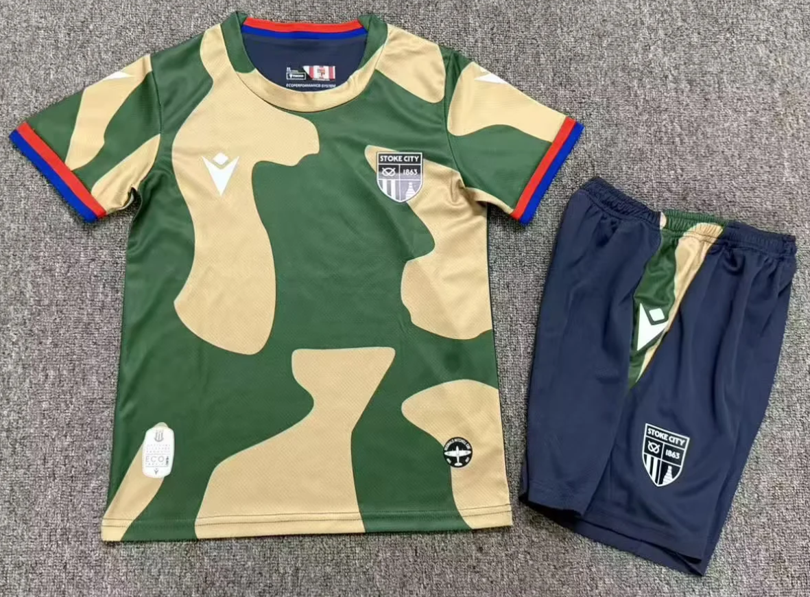 Kids 2026/27 Stoke City Away Yellow & Green Kids/Youth Soccer Uniform-1040