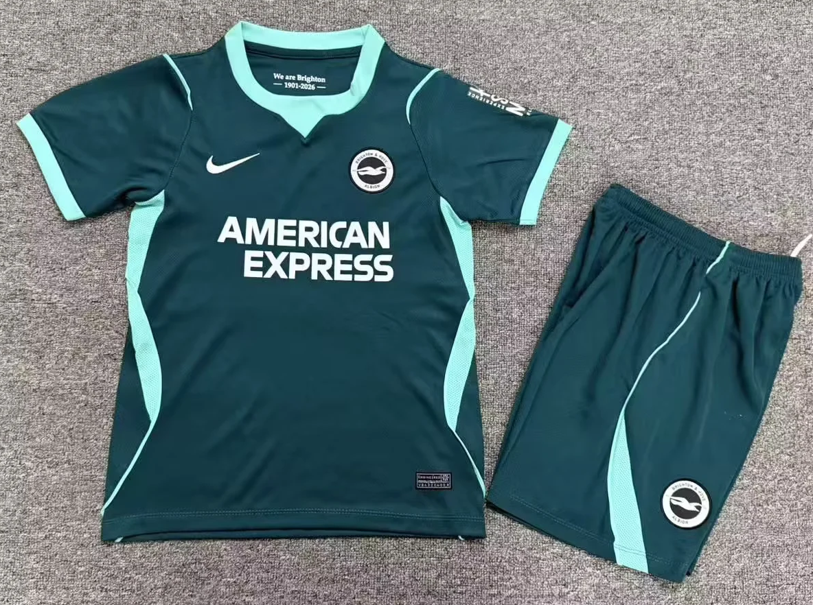 Kids 2026/27 Brighton & Hove Albion 2nd Away Green Kids/Youth Soccer Uniform-1040