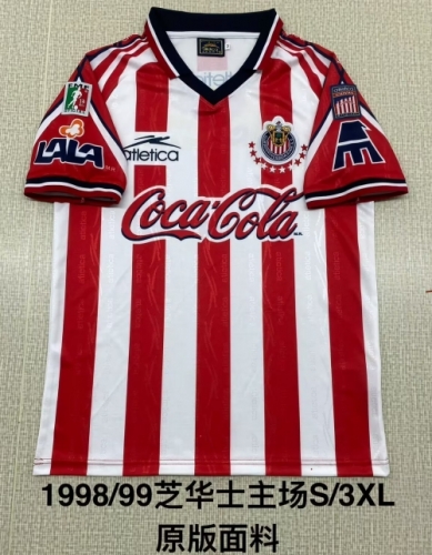 98/99 Retro Version Deportivo Guadalajara Home Red & White Thailand Soccer Jersey AAA-2041