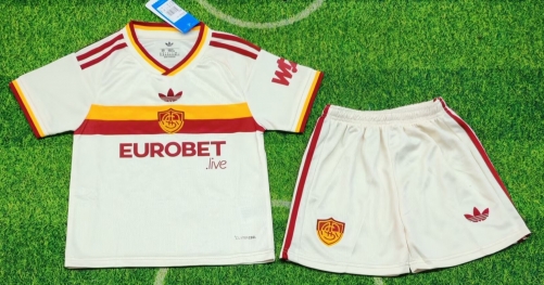 Kids 2026/27 AS Roma Away Rice White Kids/Youth Soccer Uniform-507/BL