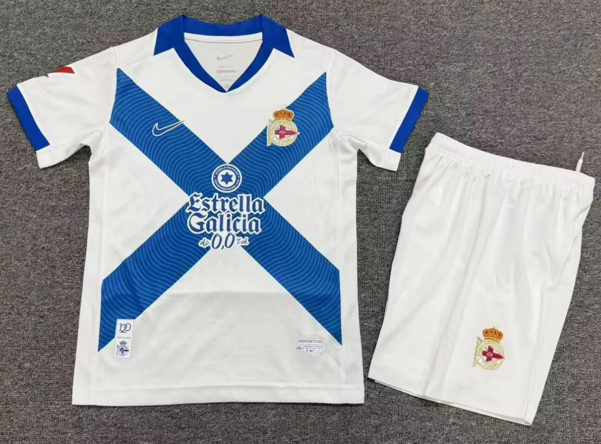 Kids 2026/27 Deportivo de La Coruña 2nd Away White Kids/Youth Soccer Uniform-1040