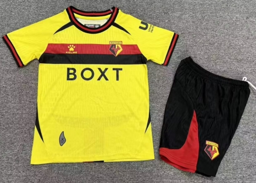 Kids 2026/27 Watford Home Yellow & Red Kids/Youth Soccer Uniform-1040