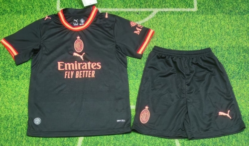 Kids 2026/27 AC Milan 2nd Away Black Kids/Youth Soccer Uniform-123