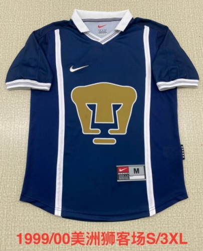 99/00 Retro Version Pumas UNAM Away Royal Blue Thailand Soccer Jersey AAA-2041