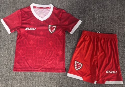 Kids 2026/27 Wales Home Red Kids/Youth Soccer Uniform-BL
