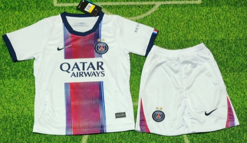 With 2 Star 2026/27 Paris SG Away White Kids/Youth Soccer Uniform-123