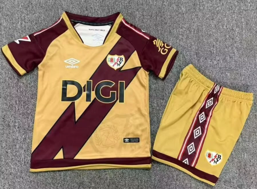 Kids 2026/27 Rayo Vallecano 2nd Away Yellow Kids/Youth Soccer Uniform-1040
