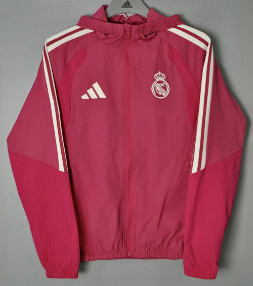 2026/27 Rea Madrid Rose Red Windbreaker Hoodies Top With Hat-801