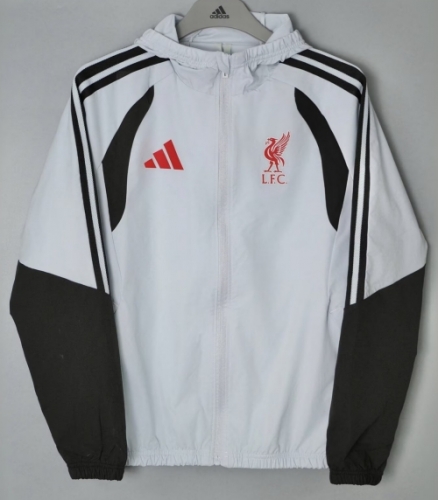 2026/27 Liverpool Gray White Windbreaker Hoodies Top With Hat-801