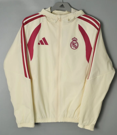 2026/27 Rea Madrid Rice Yellow Windbreaker Hoodies Top With Hat-801