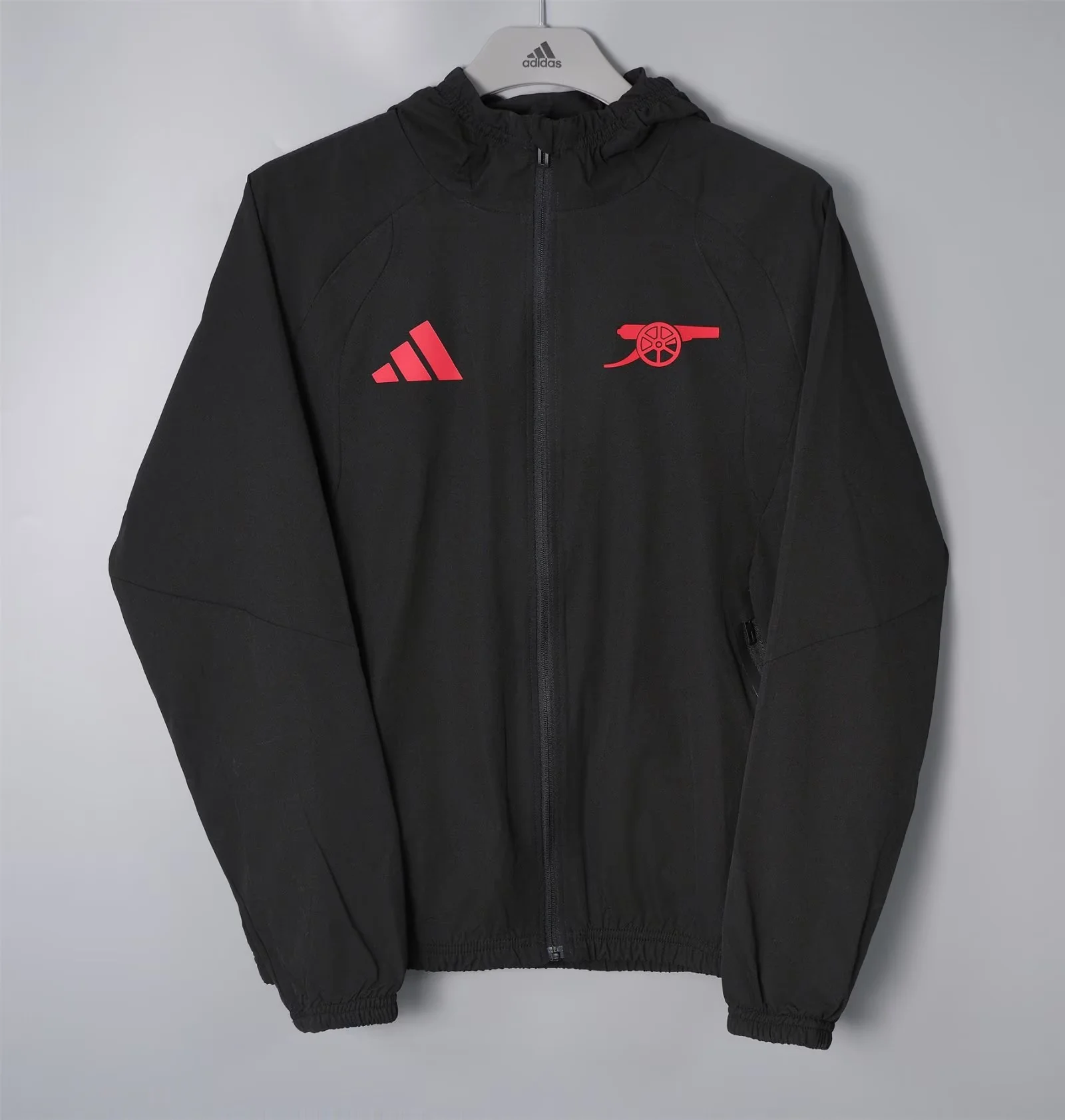 2026/27 Arsenal Black Windbreaker Hoodies Top With Hat-801