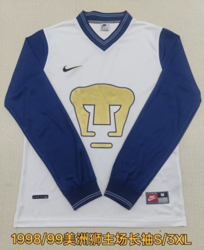 98/99 Retro Version Pumas UNAM Home White LS Thailand Soccer Jersey AAA-2041