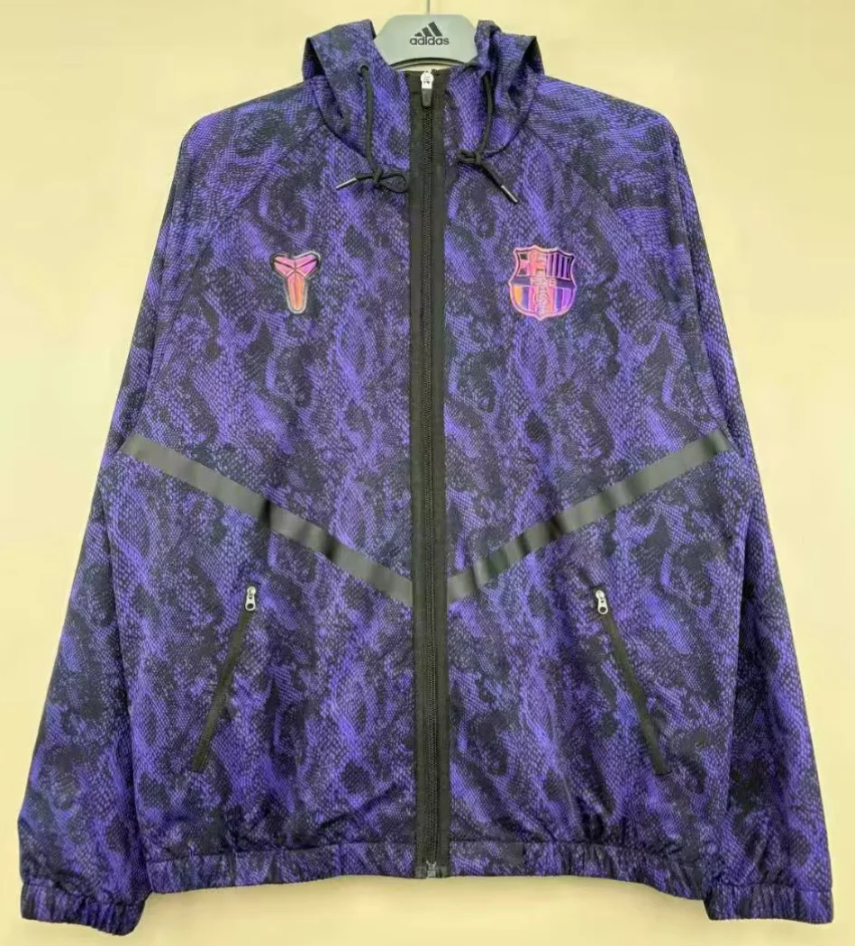2026/27 Barcelona Purple Windbreaker Hoodies Top With Hat-C1