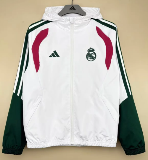 2026/27 Rea Madrid White Windbreaker Hoodies Top With Hat-C1
