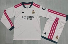 Kids 2026/27 Real Madrid Home White LS Kids/Youth Soccer Uniform-49