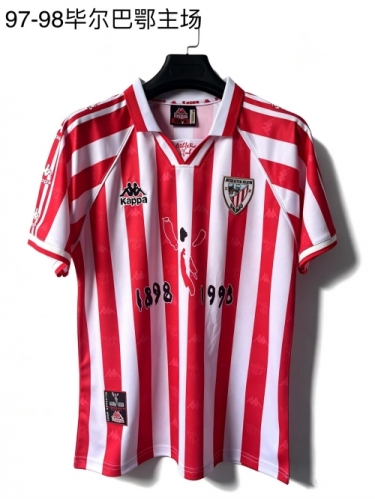 97/98 Retro Version Athletic Bilbao Home Red & White Thailand Soccer Jersey AAA-709