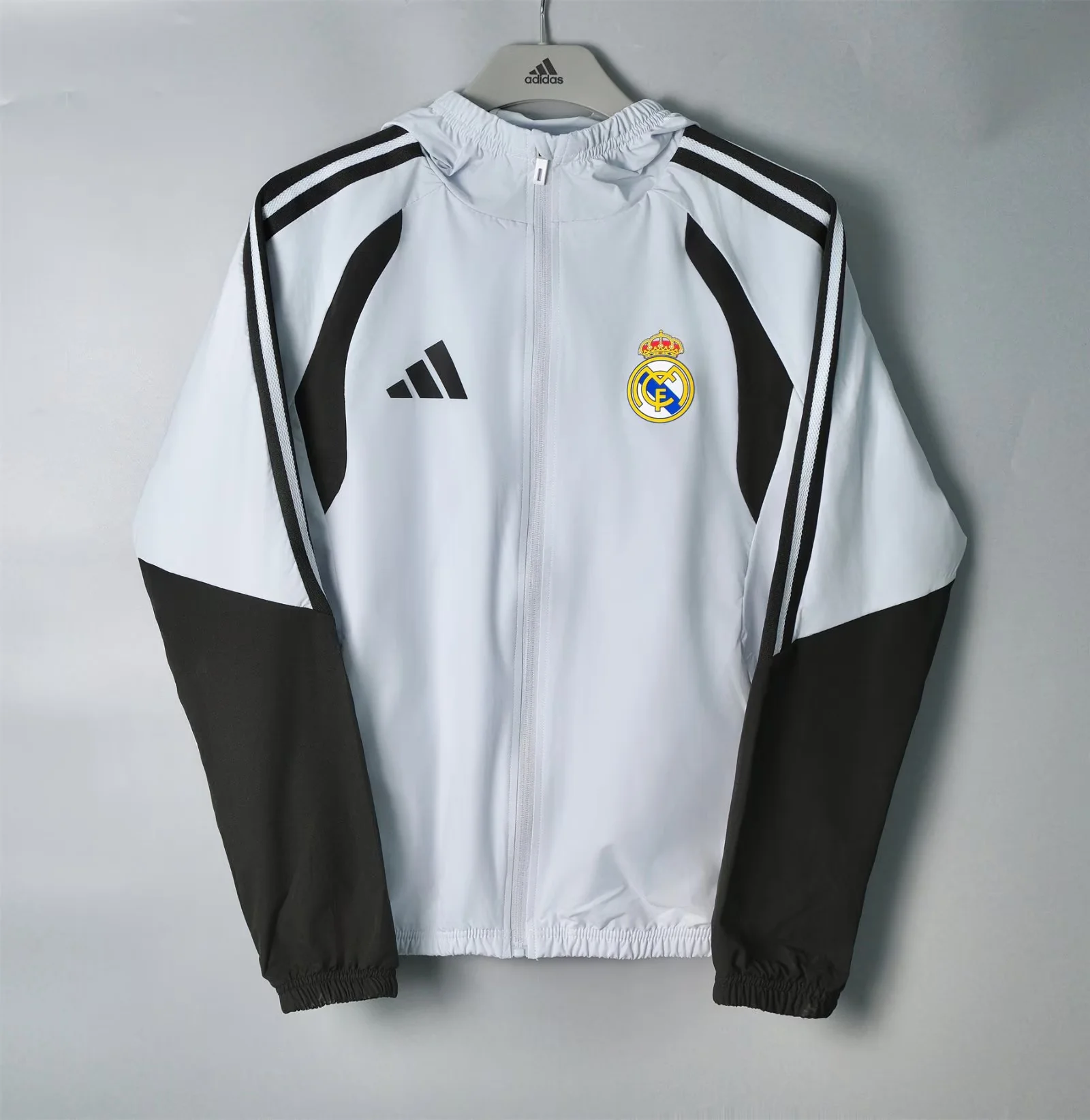 2026/27 Rea Madrid White Windbreaker Hoodies Top With Hat-801