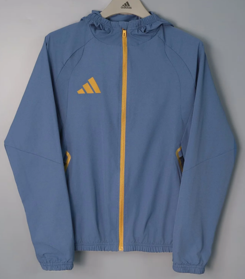 2026/27 Addia Gray Blue Windbreaker Hoodies Top With Hat-801