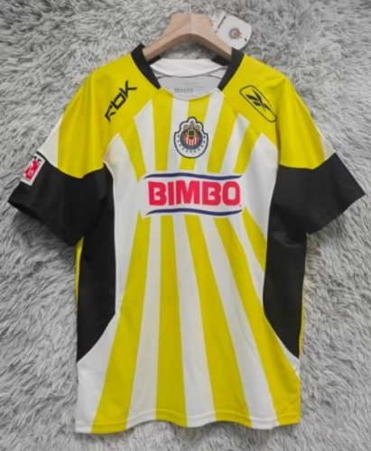 08/09 Retro Version Deportivo Guadalajara Away Yellow & White Thailand Soccer Jersey AAA-2178